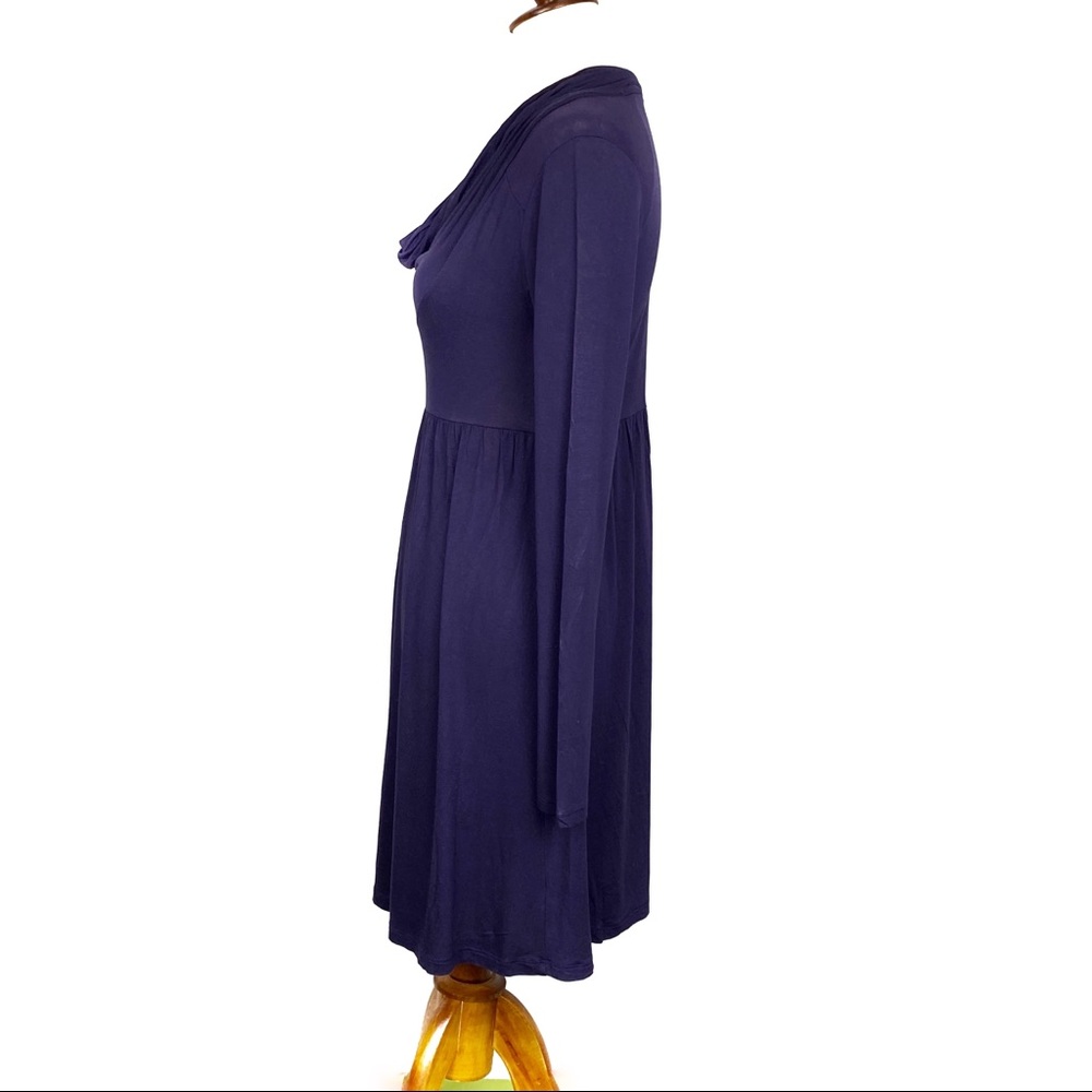 Color Me Red Cowl Neck Long Sleeve Knee Length Tunic Swing Dress Plum Med - Picture 5 of 8